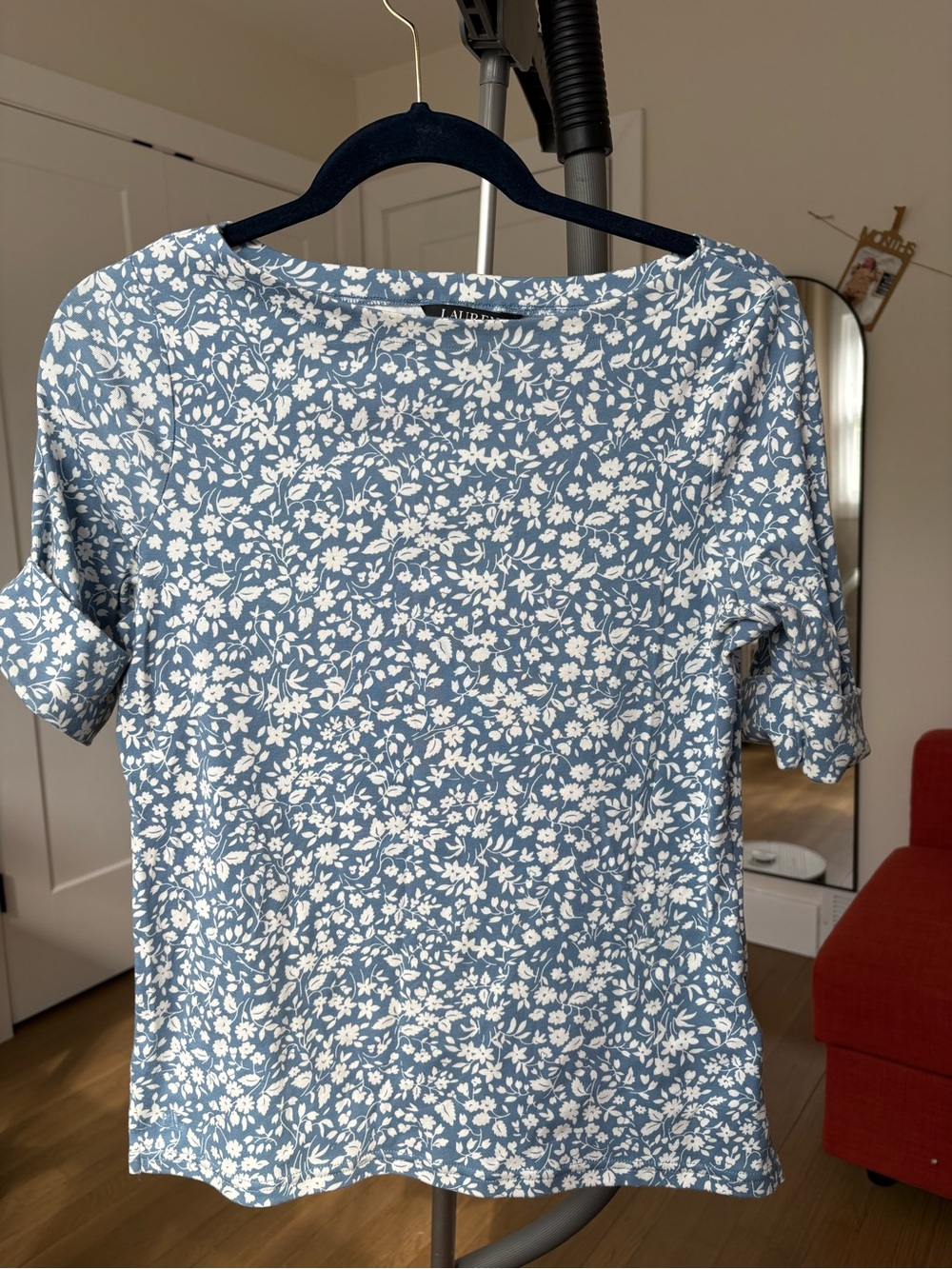 Ralph Lauren Blue Floral Short Sleeve Tee